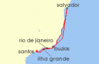 Cruise itinerary map for MSC Cruises 8 Night South America (134061)