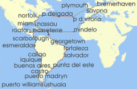 Cruise itinerary map for Phoenix Reisen 125 Nacht Grose Amerika-Reise mit MS Artania (115900)