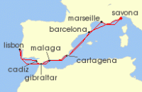 Cruise itinerary map for Costa Cruises 11 Night Western Mediterranean from Savona (133327)