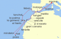 Cruise itinerary map for Phoenix Reisen 30 Nacht Die grose Kanaren- & Kapverden-Reise (141449)