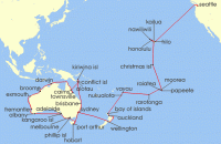 Cruise itinerary map for Holland America Line 69 Night South Pacific Crossing & Australia Circumnavigation (135857)
