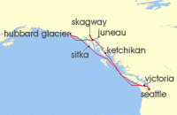 Cruise itinerary map for Norwegian Cruise Line 9 Night Alaska Round-Trip Seattle: Dawes Glacier, Skagway & Juneau (138491)
