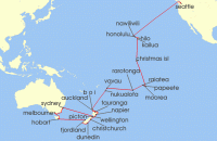 Cruise itinerary map for Holland America Line 48 Night South Pacific Crossing & New Zealand Collector (141545)