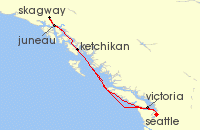 Cruise itinerary map for Royal Caribbean Cruises 7 Night Alaska Experience Cruise (140294)