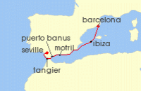 Cruise itinerary map for SeaDream Yacht Club 7 Night Morocco & the Costa del Sol (103256)