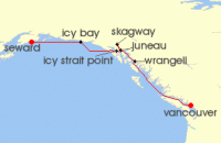Cruise itinerary map for Explora Journeys 7 Night A Journey Through Wild Bays & Boundless Frontiers (142235)