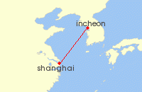 Cruise itinerary map for Costa Cruises 3 Night Asia from Shanghai (141727)