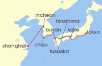 Cruise itinerary map for AIDA 14 Nacht China, Sudkorea & Japan 1 (139329)