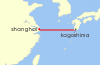 Cruise itinerary map for Royal Caribbean Cruises 4 Night Kagoshima Cruise (127518)