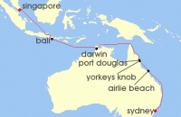 Cruise itinerary map for Celebrity Cruises 14 Night Australia (117608)