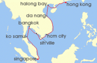 Cruise itinerary map for Holland America Line 14 Night Far East Discovery (112308)