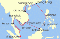 Cruise itinerary map for Holland America Line 27 Night Far East, The Philippines & Malaysia Collector (117203)