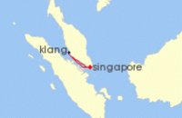 Cruise itinerary map for Star Dream Cruises 2 Night Port Klang Cruise (139424)