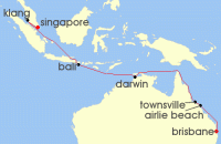 Cruise itinerary map for Princess Cruises 16 Night Asia & Australia (141138)