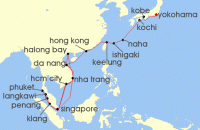Cruise itinerary map for Princess Cruises 31 Night Southeast Asia & Japan with Halong Bay (132529)