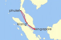Cruise itinerary map for Star Dream Cruises 4 Night Port Klang - Phuket Cruise (2807)