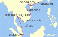 Cruise itinerary map for Seabourn 14 Night Thailand, Cambodia & Vietnam (52215)