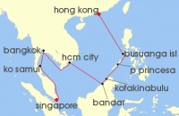 Cruise itinerary map for Norwegian Cruise Line 13 Night Asia From Singapore To Hong Kong: Thailand & Philippines (127651)