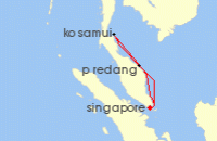 Cruise itinerary map for Star Dream Cruises 4 Night Ko Samui - Redang Cruise (139427)