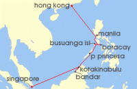 Cruise itinerary map for Regent Seven Seas Cruises 11 Night Skyline Stories Singapore To Hong Kong (136015)