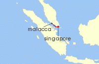 Cruise itinerary map for Star Dream Cruises 2 Night Melaka Cruise (132354)
