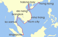 Cruise itinerary map for Princess Cruises 14 Night Thailand & Vietnam (127147)