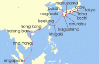 Cruise itinerary map for Princess Cruises 25 Night Southeast Asia & Japan with Halong Bay (137524)