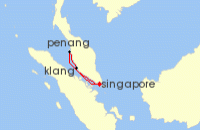 Cruise itinerary map for Star Dream Cruises 3 Night Penang - Port Klang Cruise (132355)