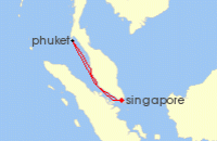 Cruise itinerary map for Star Dream Cruises 3 Night Phuket Cruise (132356)