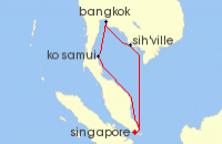 Cruise itinerary map for Explora Journeys 7 Night A Journey of Tropical Shores & Historic Treasures (142010)