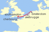 Cruise itinerary map for Cunard Line 7 Night Zeebrugge (118645)