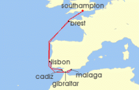 Cruise itinerary map for MSC Cruises 9 Night Northern Europe (123419)
