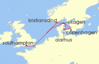 Cruise itinerary map for Cunard Line 7 Night Norway And Denmark (134817)