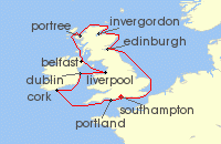 Cruise itinerary map for Norwegian Cruise Line 10 Night British Isles Round-trip London: England, Ireland & Scotland (127529)