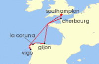 Cruise itinerary map for P & O Cruises 7 Night Spain And France (127151)