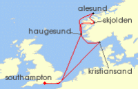 Cruise itinerary map for MSC Cruises 7 Night Northern Europe (139579)
