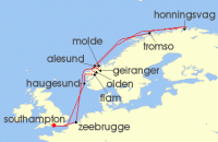 Cruise itinerary map for Celebrity Cruises 14 Night Norwegian Fjords & Arctic Circle (127133)