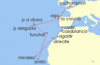 Cruise itinerary map for P & O Cruises 23 Night Morocco And Cape Verde Discovery (135395)