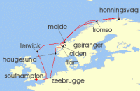 Cruise itinerary map for Celebrity Cruises 14 Night Norwegian Fjords & Arctic Circle (137779)