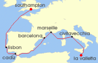 Cruise itinerary map for MSC Cruises 10 Night Northern Europe (128644)