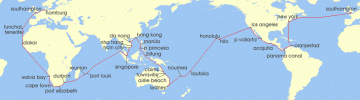 Cruise itinerary map for Cunard Line 111 Night Full World Voyage (137090)