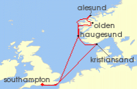 Cruise itinerary map for MSC Cruises 7 Night Northern Europe (120194)