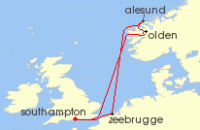Cruise itinerary map for Cunard Line 7 Night Norwegian Fjords (134816)