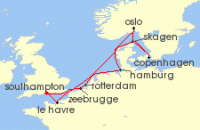 Cruise itinerary map for Princess Cruises 12 Night Oktoberfest European Capitals (135206)
