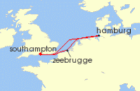 Cruise itinerary map for Royal Caribbean Cruises 5 Night Hamburg & Bruges Cruise (42724)
