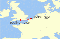Cruise itinerary map for P & O Cruises 3 Night Belgium (1723)