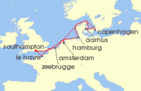 Cruise itinerary map for Princess Cruises 10 Night European Capitals (135618)