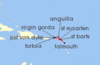 Cruise itinerary map for Windstar Cruises 7 Night Beach Fun & Sun: A Remote Caribbean Getaway (137097)