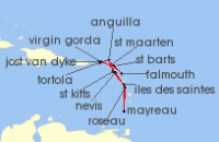 Cruise itinerary map for Windstar Cruises 14 Night Star Collector: Caribbean Explorations (137079)