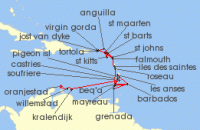 Cruise itinerary map for Windstar Cruises 28 Night Star Collector: The Best of the Windward & Leeward Isles (136593)